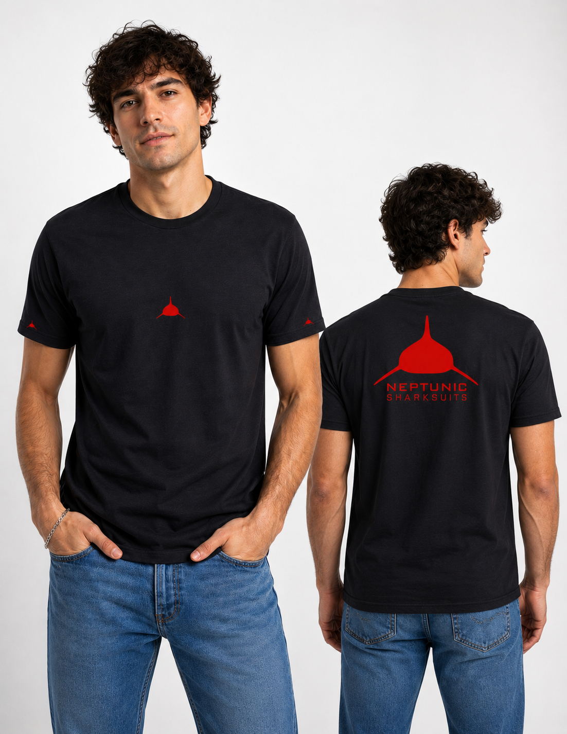 Neptunic Black Classic Red Logo Tee