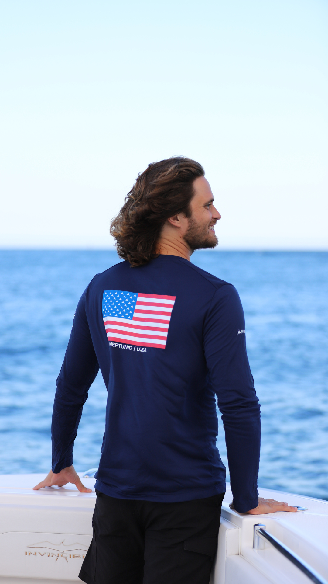 Sharks and Stripes Long Sleeve- Navy