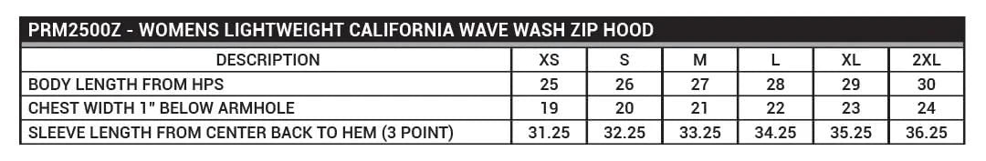 Women's California Wave Wash Zip Hood