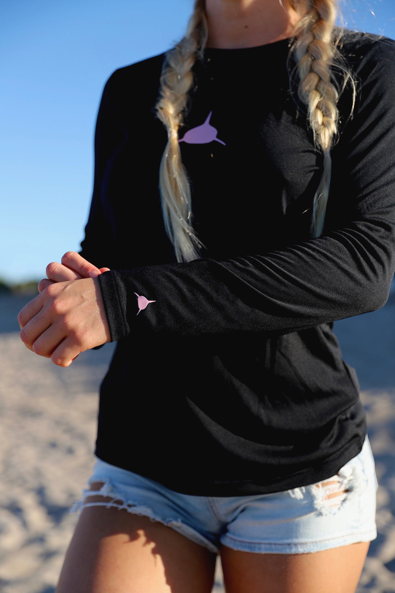 Neptunic Womens Black/Pink Logo SPF Tee