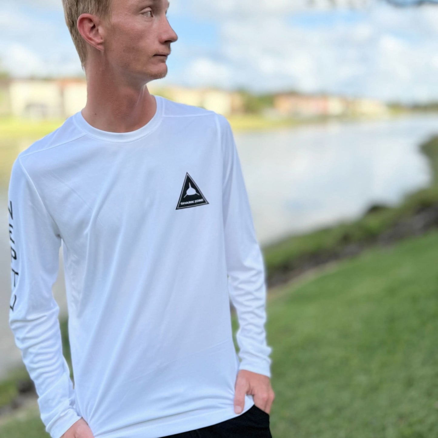 Neptunic Men’s White UPF Shark Zone Tee