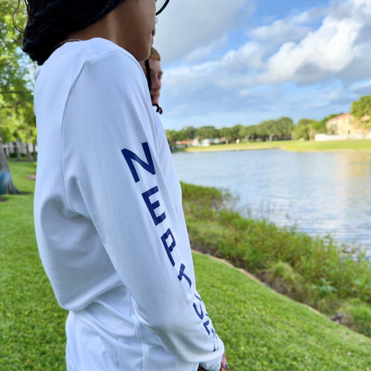 Neptunic Women’s Ocean Ray UPF 50 Sun Shirt — White / Indigo Blue