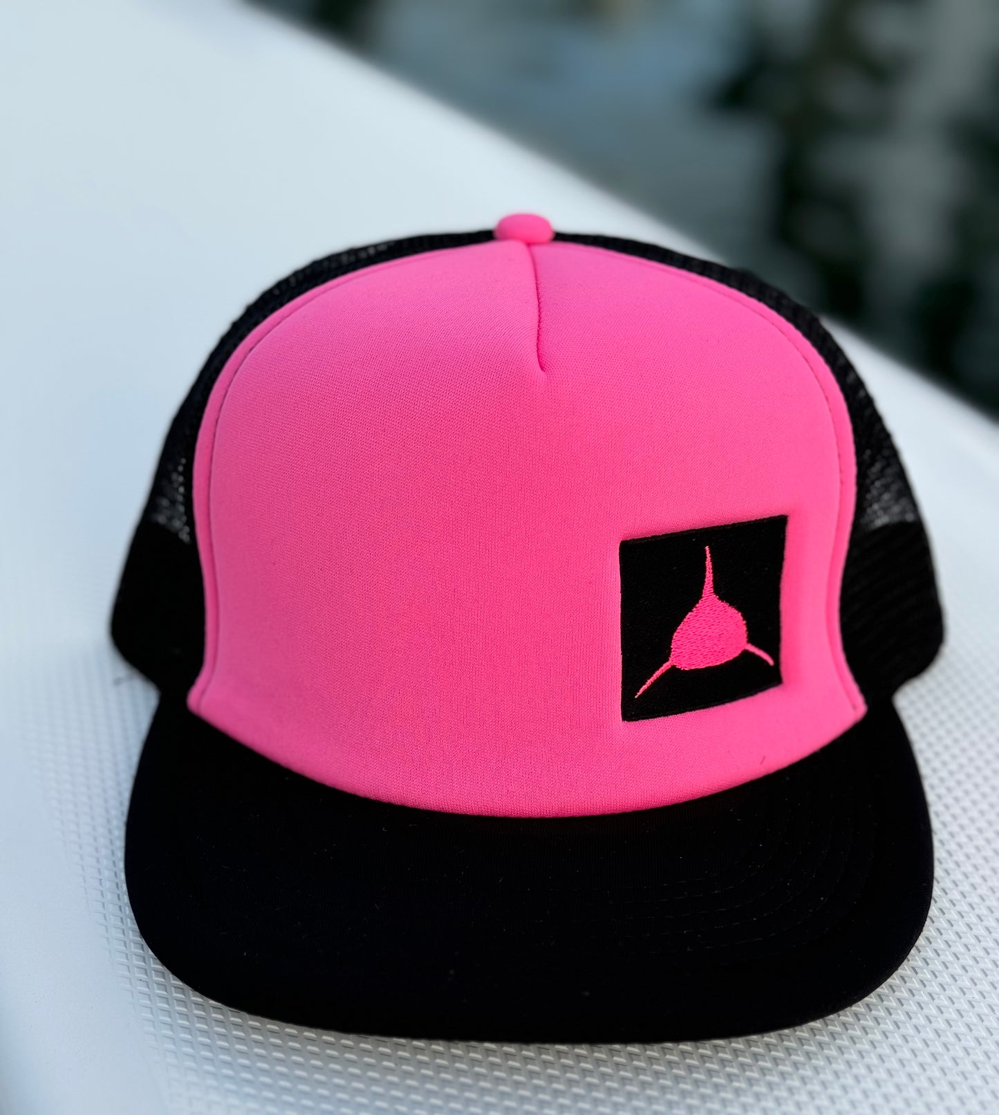 New! Hot Pink Patch Trucker Hat