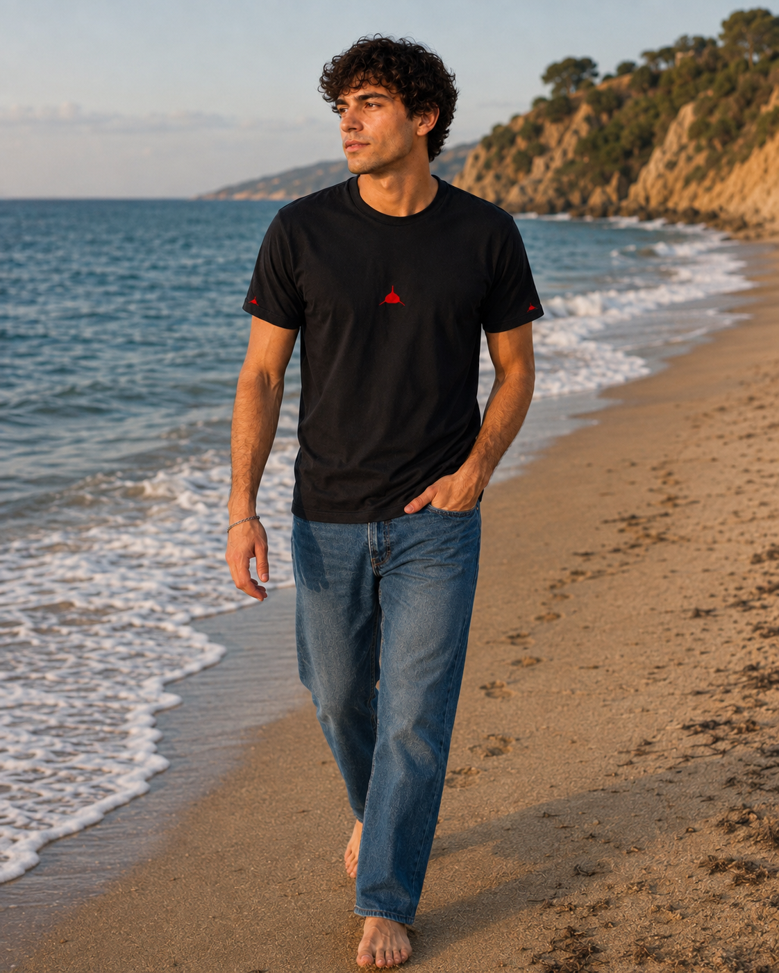Neptunic Black Classic Red Logo Tee