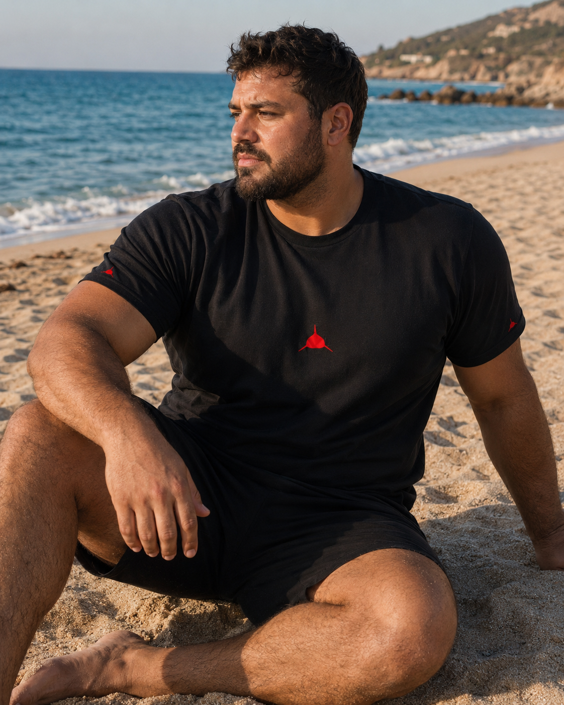 Neptunic Black Classic Red Logo Tee