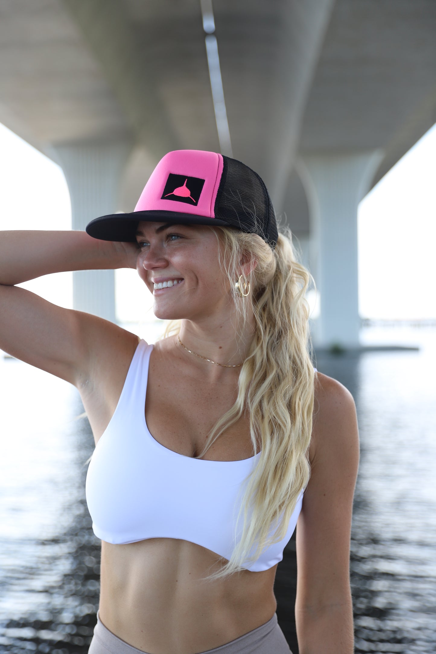 New! Hot Pink Patch Trucker Hat