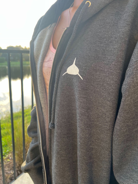 Neptunic Overstocked Gray Zipped Hoodie w/white Logo