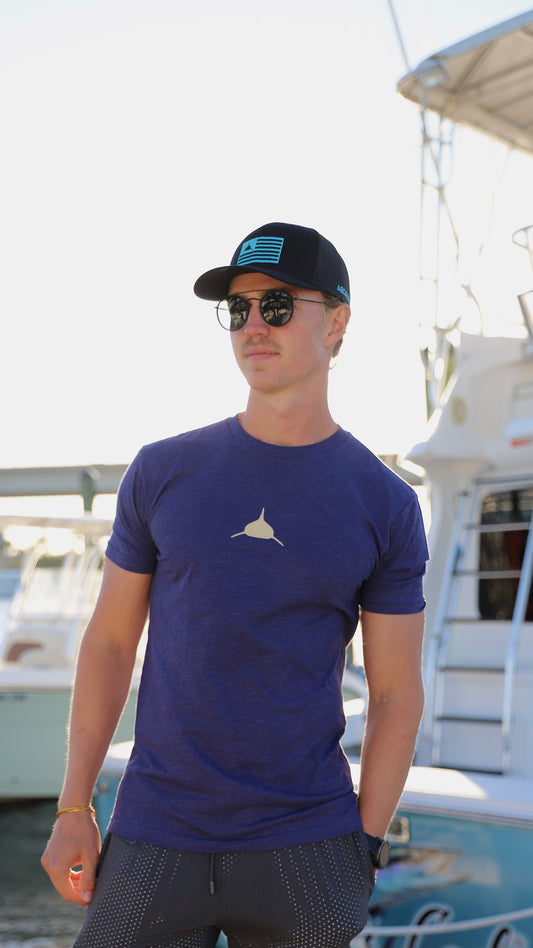 Sharks & Stripes Black and Bahama Blue Hat
