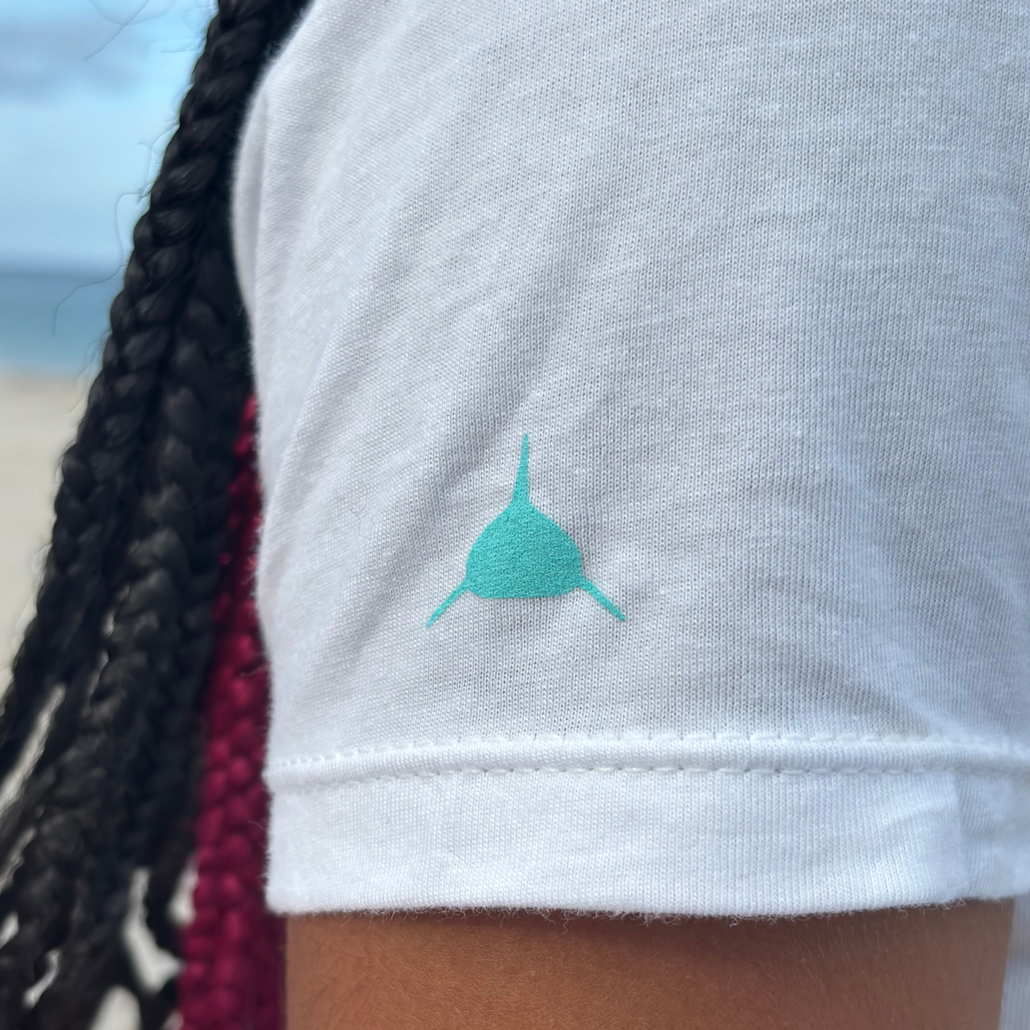 Womens White Classic with Bahama Blue Logo