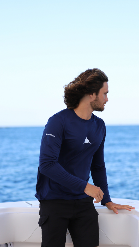 Sharks and Stripes Long Sleeve- Navy