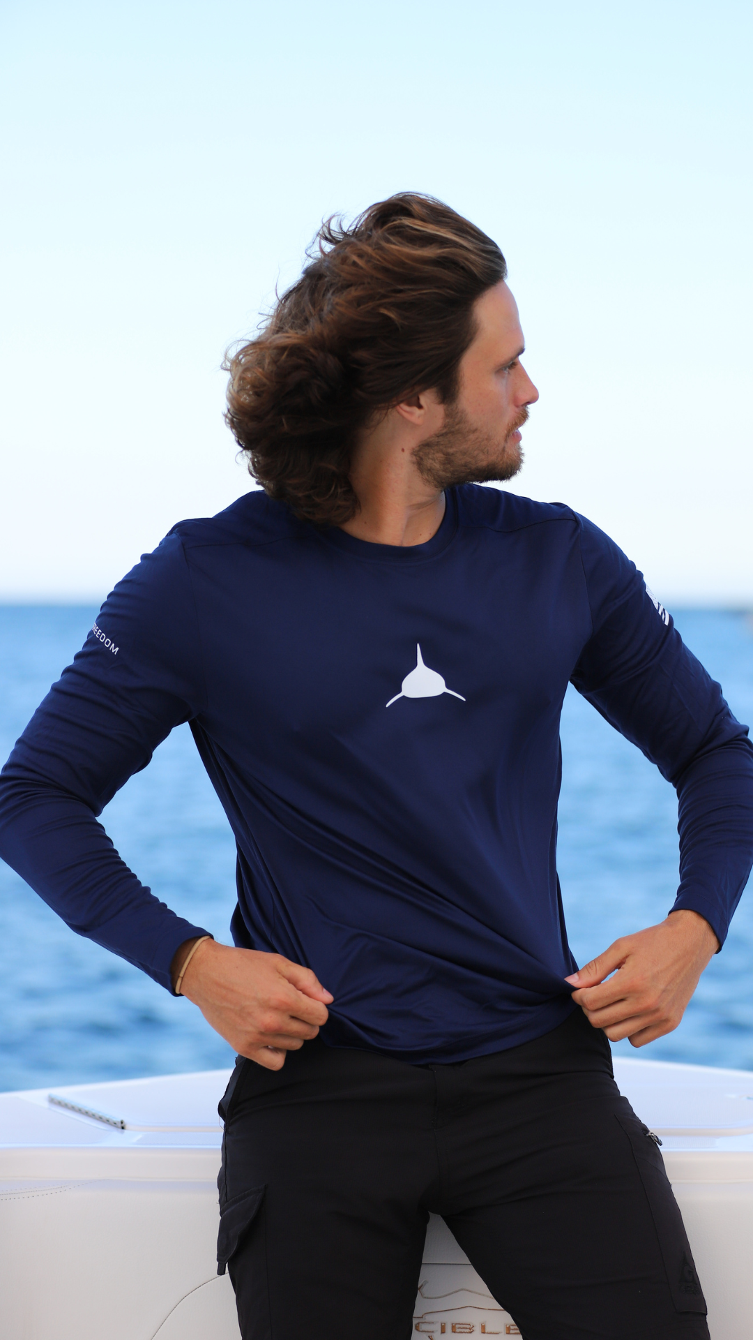 Sharks and Stripes Long Sleeve- Navy