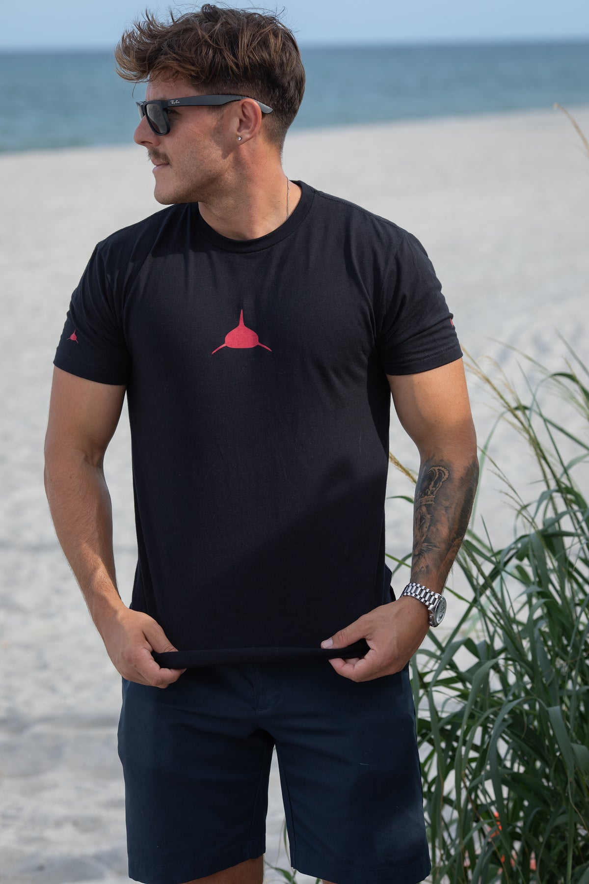 Neptunic Black Classic Red Logo Tee