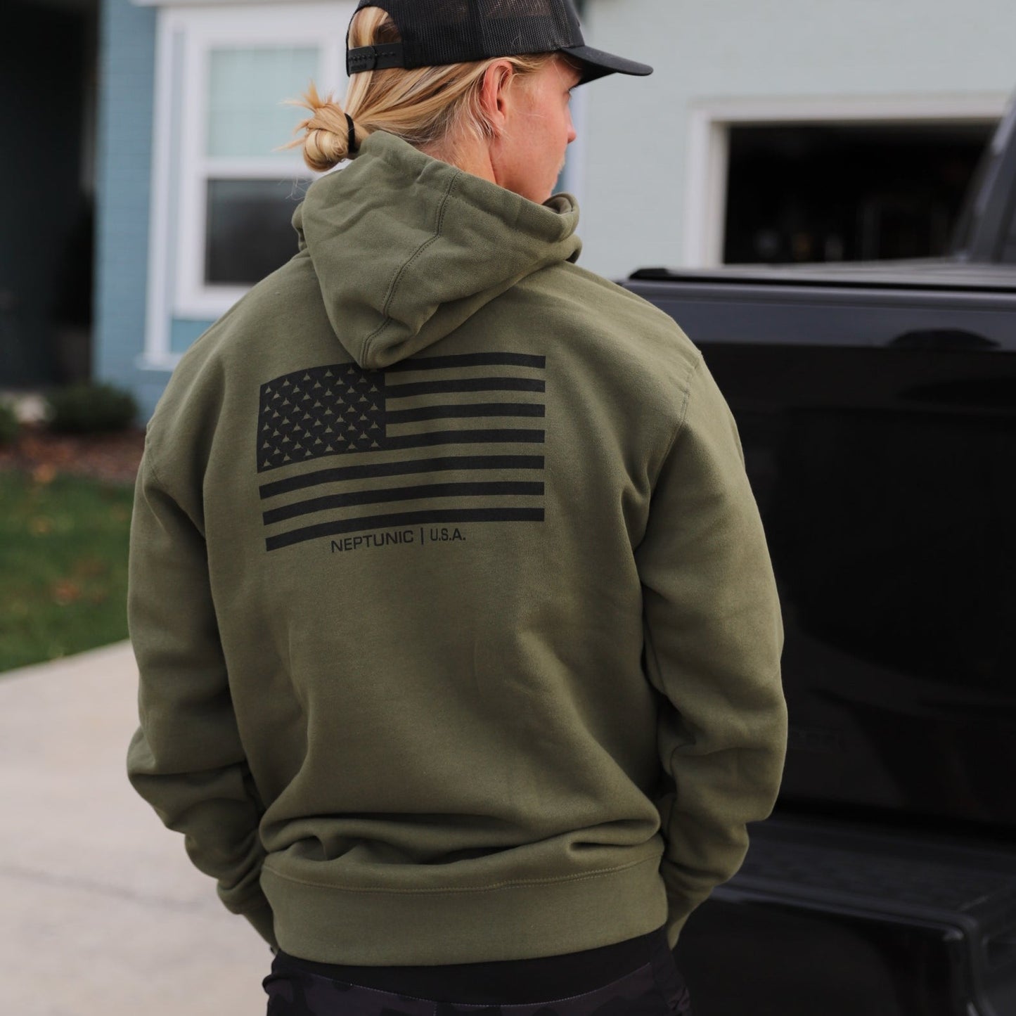 Neptunic Sharks & Stripes Pullover Hoodie Army Green